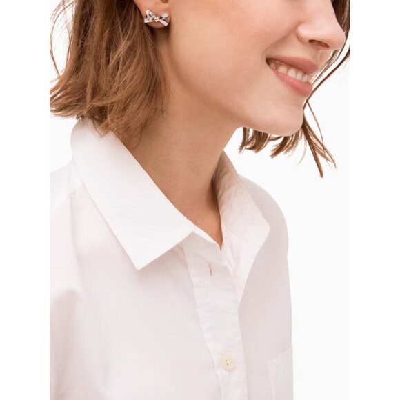 NWT Kate Spade Skinny Mini Bow Studs Earrings Rose Gold - Picture 1 of 8